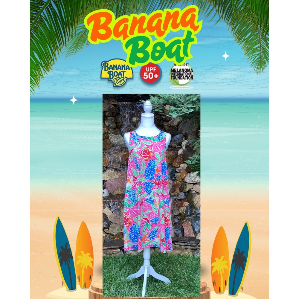 Banana Boat Sundress Size Medium New UPF 50+ Pink Floral Swing Dress BB827 - Picture 9 of 9